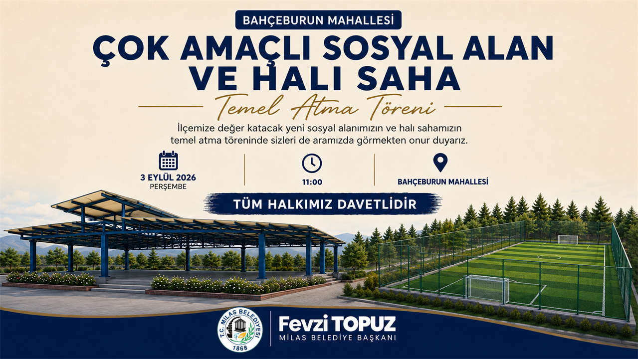 MİLAS BELEDİYESİ’NDEN BAHÇEBURUN’A ÇOK AMAÇLI SOSYAL ALAN VE HALI SAHA 