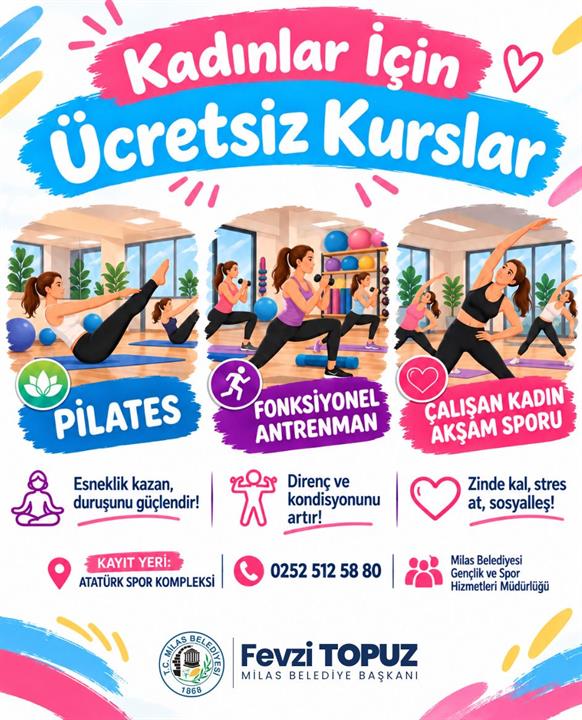 KADINLAR İÇİN ÜCRETSİZ SPOR KURSLARINA KAYITLAR DEVAM EDİYOR